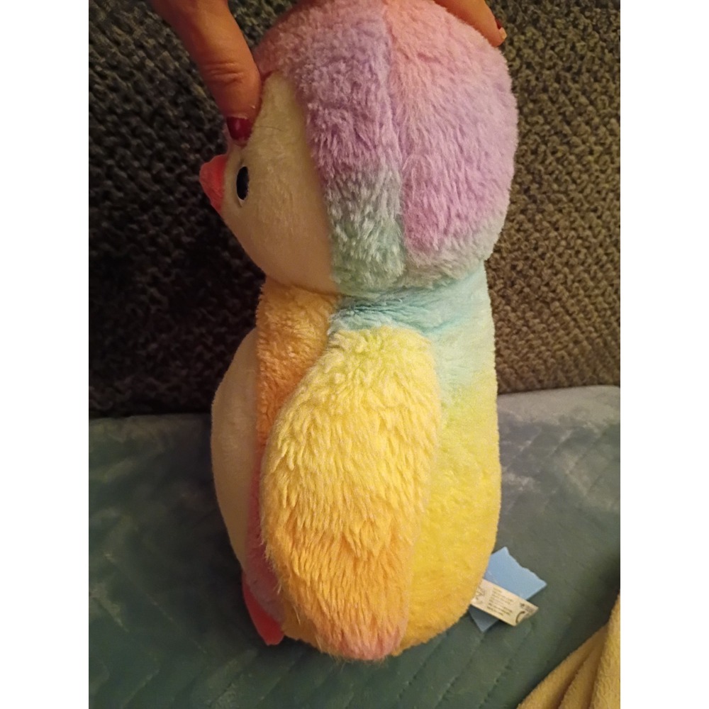 Vtg 1994 The Petting Zoo Rainbow Penguin Plush 10" Pastel Tie Dye Stuffed Animal - Picture 6 of 14